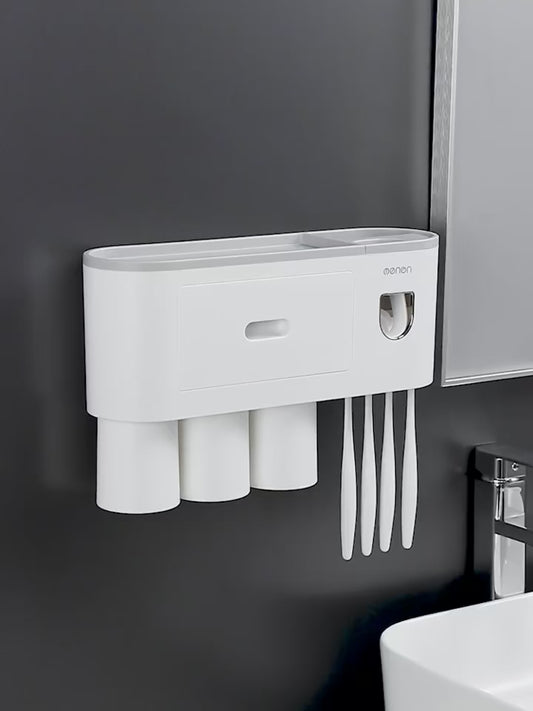 Magnetic Adsorption Inverted Toothbrush Holder Wall Storage Rack Punch-free Automatic Toothpaste Squeezer Bathroom Accessories